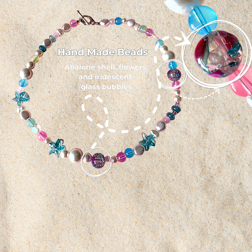 Resin Starfish Necklace & Handmade bead matching necklace.