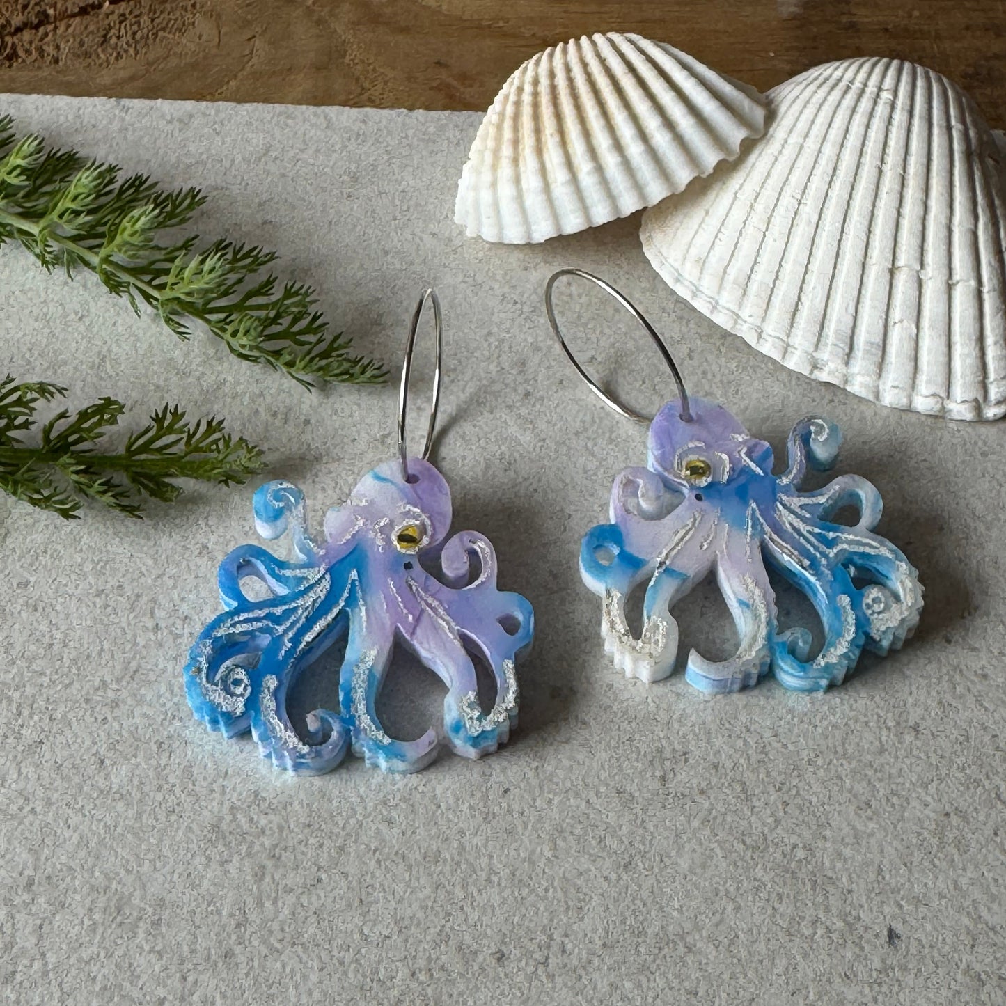 Marbled Acrylic Octopus Earrings
