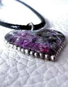 Floral Heart Pendant Necklace | Leather Cord