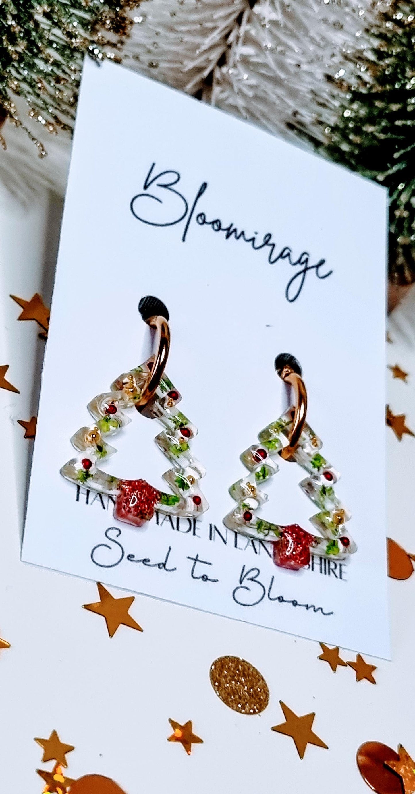 Festive Christmas Tree Hoop Earrings | Botanical Winter Jewellery | Meaningful Gifts for Her