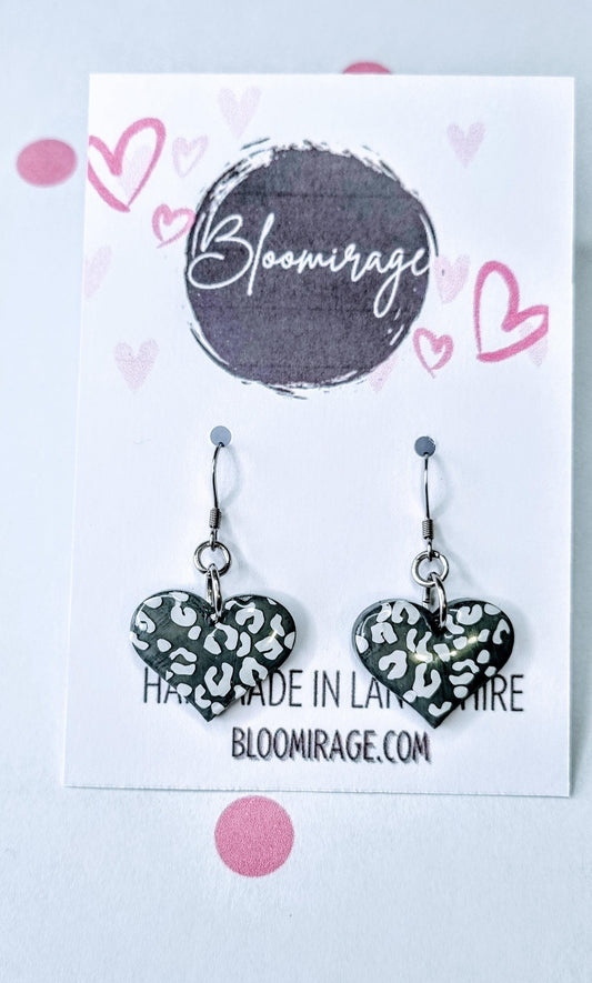 Leopard Print Love Heart Earrings | Valentines Day | Handmade Jewellery
