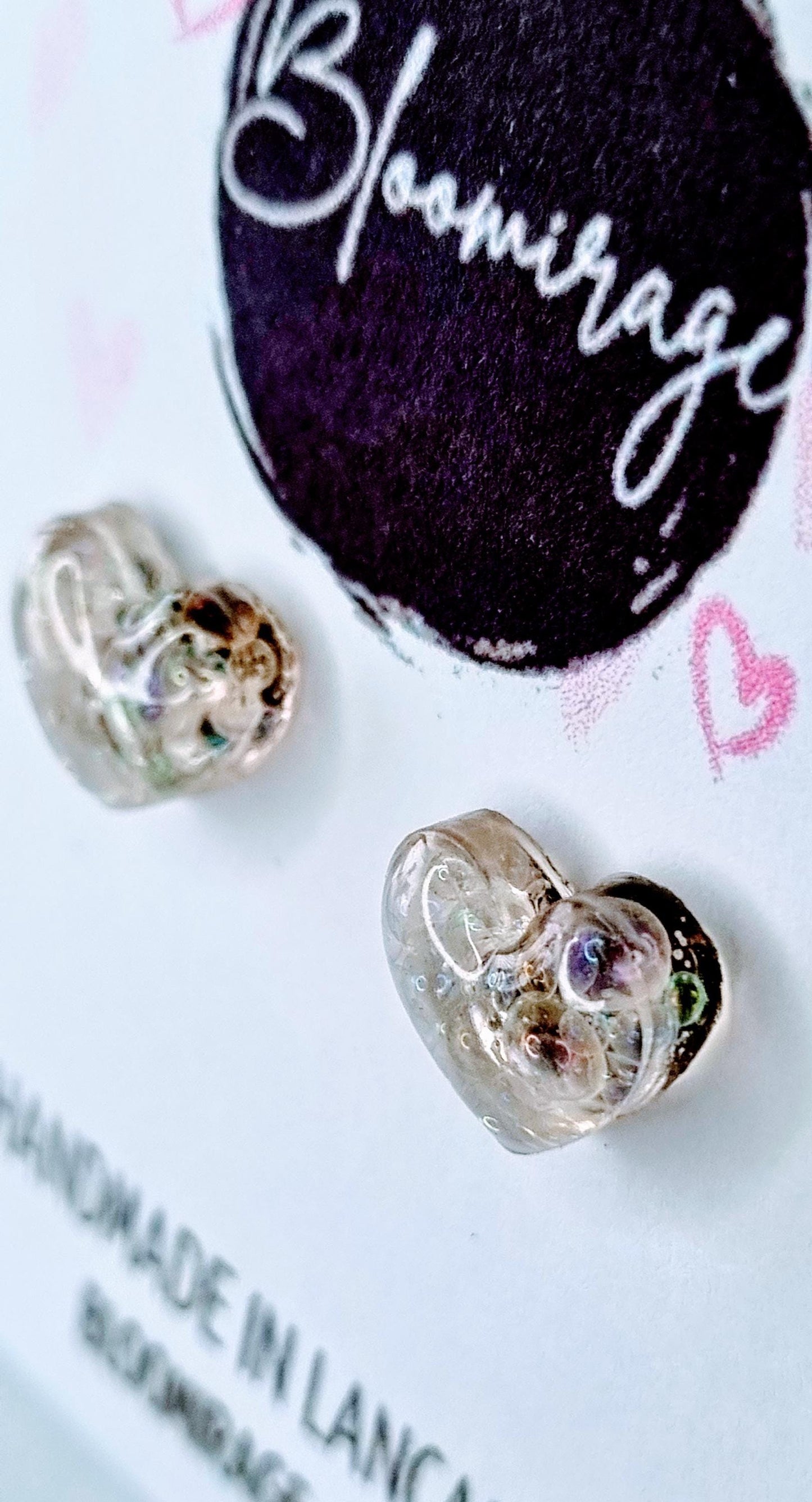 Bubble Iridescent Love Heart Stud Earrings | Valentines Day | Handmade Jewellery