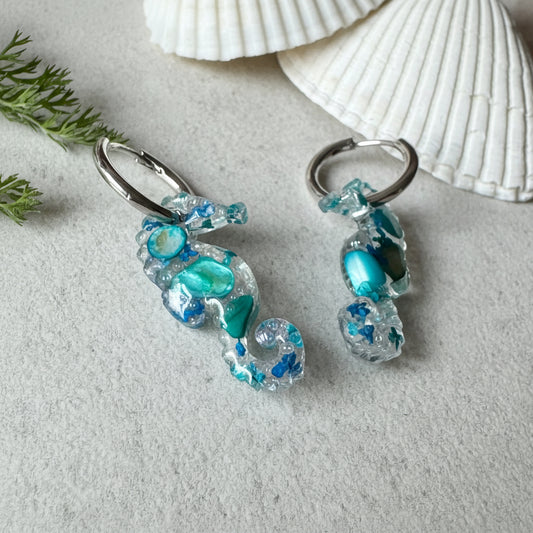 Handmade Seahorse Resin Earrings l