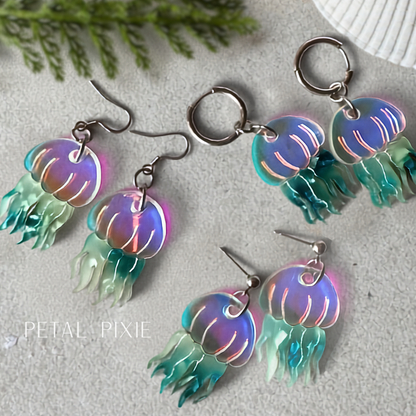 Irridescent Acrylic Jellyfish Earrings