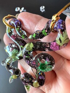Whimsical Snake Flower Hoop Earrings | Enchanting Handcrafted Jewelry