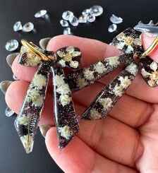 Bow Resin Hoop Earrings in Black & White