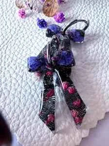 Bow Resin Hoop Earrings in Black & Purple
