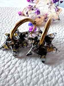 Star Hoop Earrings | Celestial Black & Gold