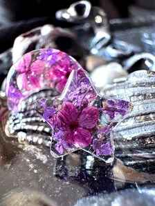 Moon & Star Mismatched Stud Earrings | Celestial Purple Studs | Magical Botanical Jewellery