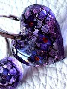 Purple Heart Hoop Resin Earrings | Real flowers & Botanical Elements