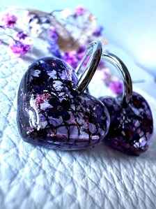 Purple Heart Hoop Resin Earrings | Real flowers & Botanical Elements