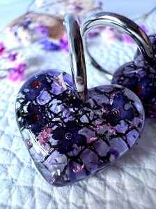 Purple Heart Hoop Resin Earrings | Real flowers & Botanical Elements