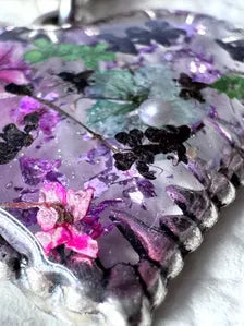 Magical Flower Resin Fairycore Earrings | Unique Double Heart Design with Real Pressed Flowers