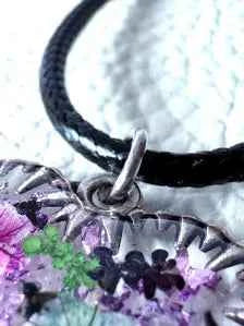 Floral Heart Pendant Necklace | Leather Cord