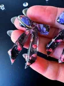 Bow Resin Hoop Earrings in Black & Purple