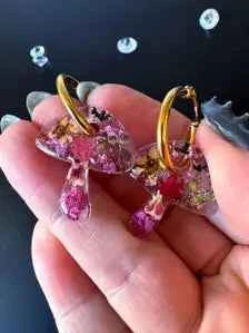 Mushroom Hoop Resin Earrings | Real flowers & Botanical Elements