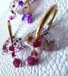 Mushroom Hoop Resin Earrings | Real flowers & Botanical Elements
