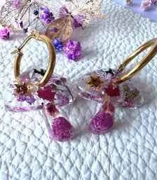 Mushroom Hoop Resin Earrings | Real flowers & Botanical Elements