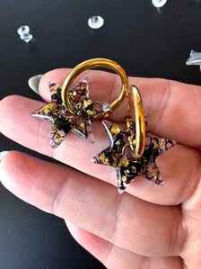 Star Hoop Earrings | Celestial Black & Gold