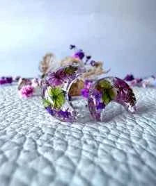 Moon Stud Real Flower Earrings | Celestial Purple Studs | Magical Botanical Jewellery