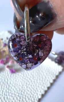 Purple Heart Hoop Resin Earrings | Real flowers & Botanical Elements