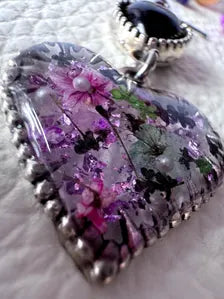Magical Flower Resin Fairycore Earrings | Unique Double Heart Design with Real Pressed Flowers