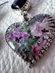 Magical Flower Resin Fairycore Earrings | Unique Double Heart Design with Real Pressed Flowers