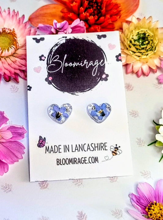 resin jewellery, pressed flower, unique jewellery, handmade jewellery, wedding jewellery, bridesmaid gift, hoop earrings, plant earrings, bride jewellery, real flower jewelry, dried flowers, botanic jewellery, flower necklace, forget me not flower