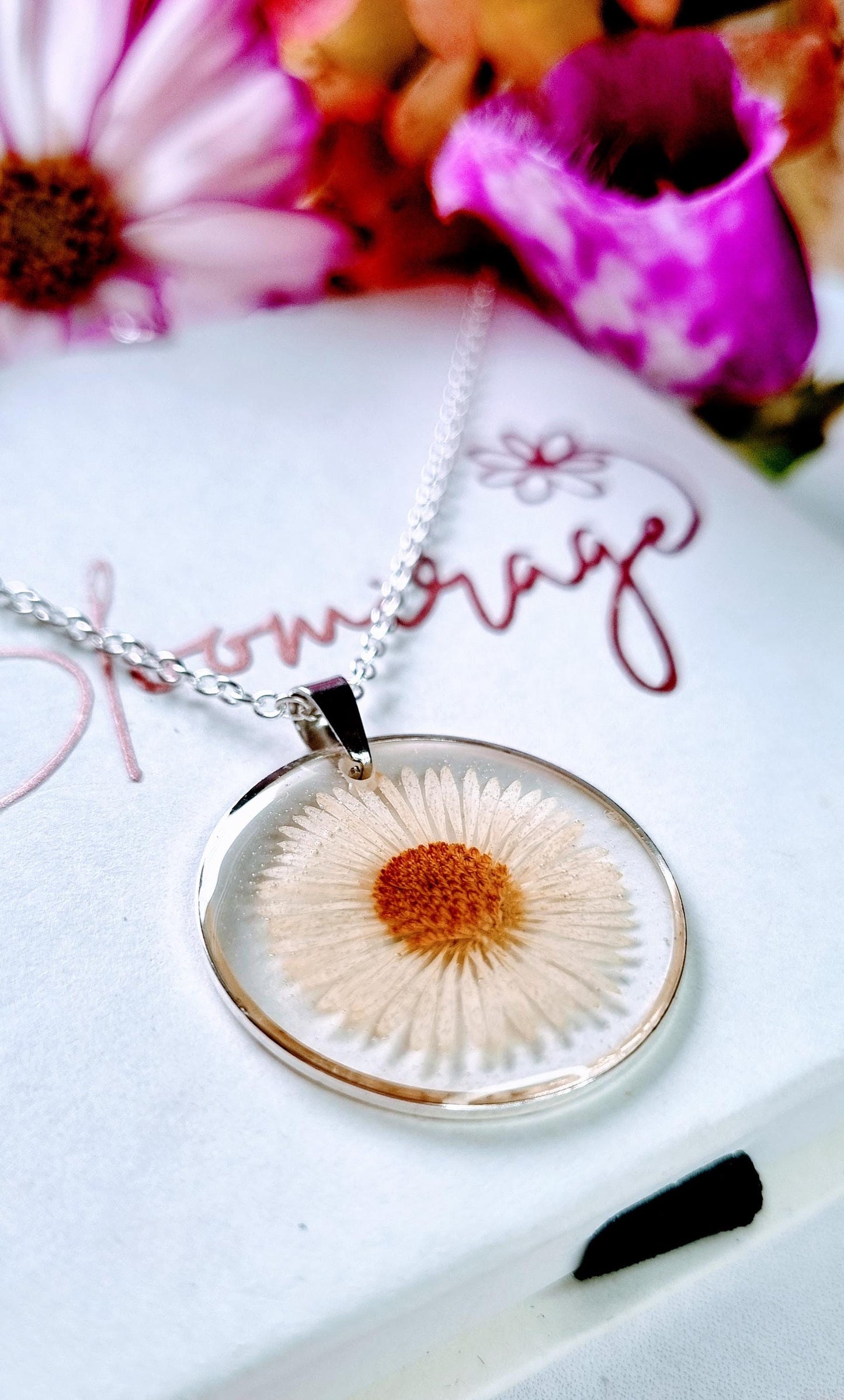 Daisy Pendant Necklace | Real Pressed Flowers | Whimsical Botanical Jewellery | Meaningful Gifts Inspired by Nature