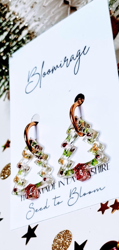 Festive Christmas Tree Hoop Earrings | Botanical Winter Jewellery | Meaningful Gifts for Her