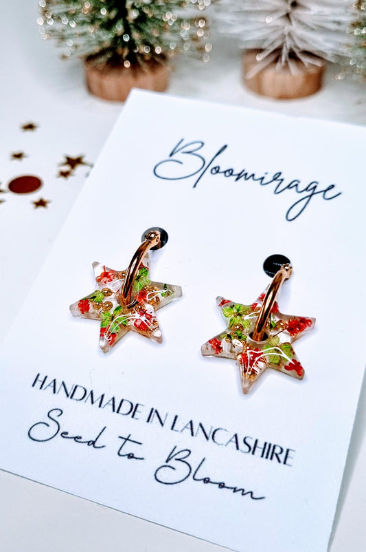 christmas earrings, unique handmade jewellery.  christmas party wear, great for sparkle on christmas day and a great christmas gift for women and girls of any age. christmas jewelry that any girl would love to receive. gift for wife, gift for sister, gift for daughter.
