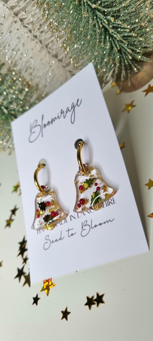 christmas earrings, unique handmade jewellery.  christmas party wear, great for sparkle on christmas day and a great christmas gift for women and girls of any age. christmas jewelry that any girl would love to receive. gift for wife, gift for sister, gift for daughter.