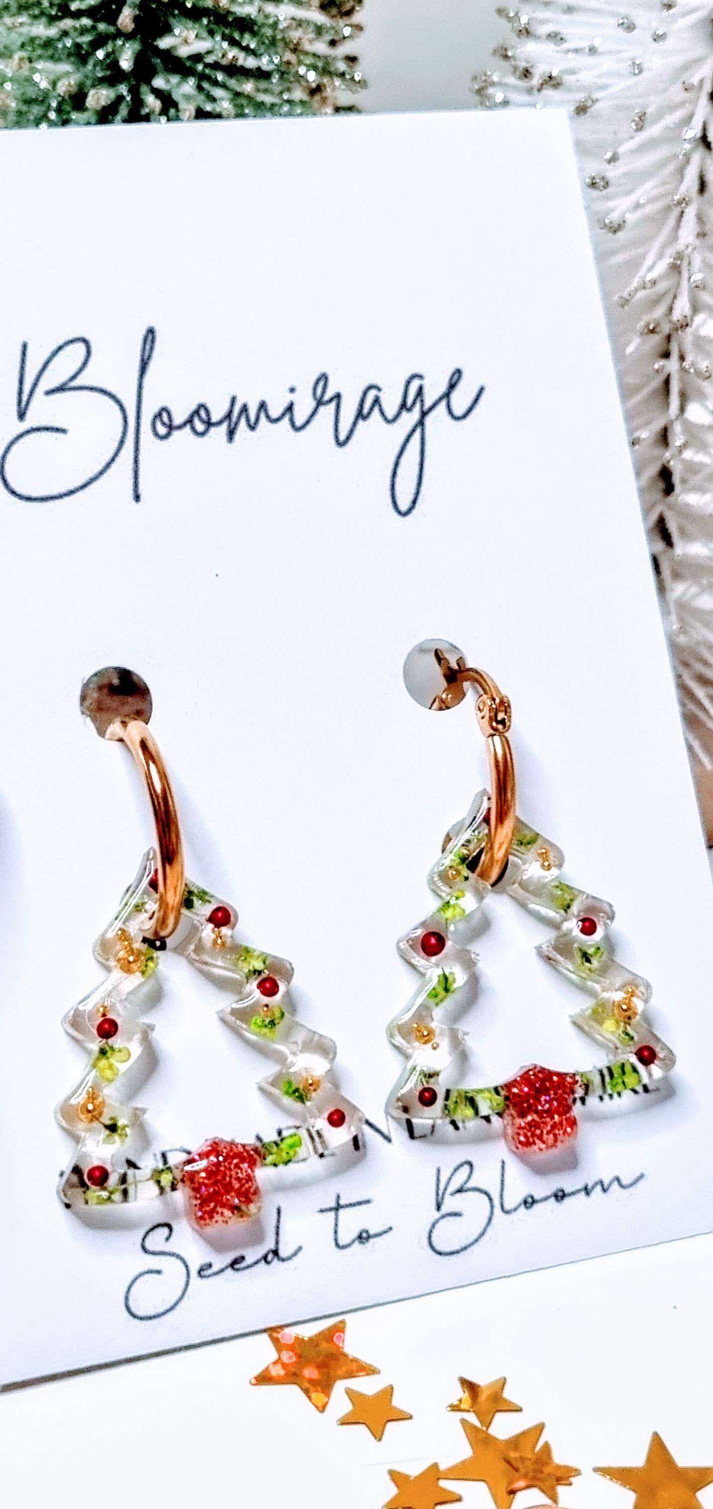 Festive Christmas Tree Hoop Earrings | Botanical Winter Jewellery | Meaningful Gifts for Her