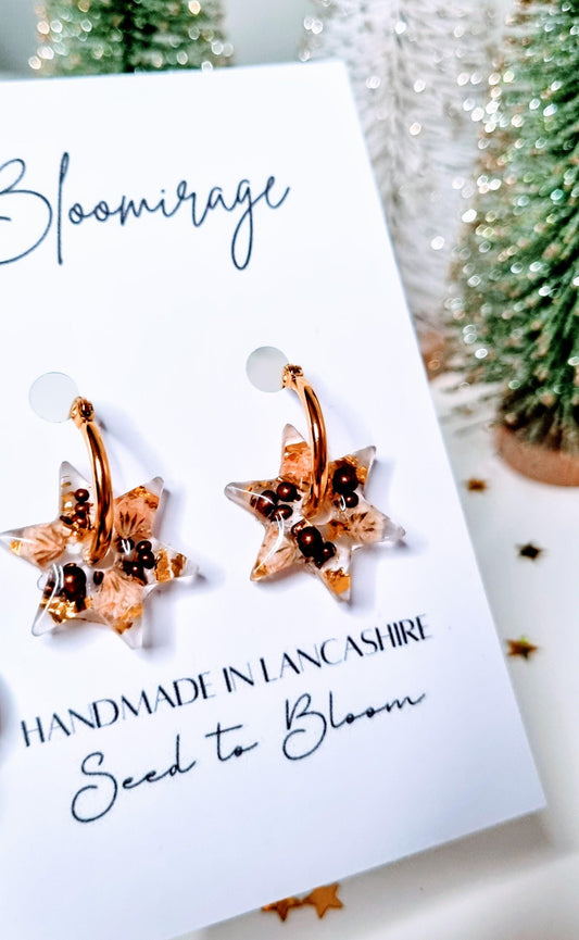 christmas earrings, unique handmade jewellery.  christmas party wear, great for sparkle on christmas day and a great christmas gift for women and girls of any age. christmas jewelry that any girl would love to receive. gift for wife, gift for sister, gift for daughter.