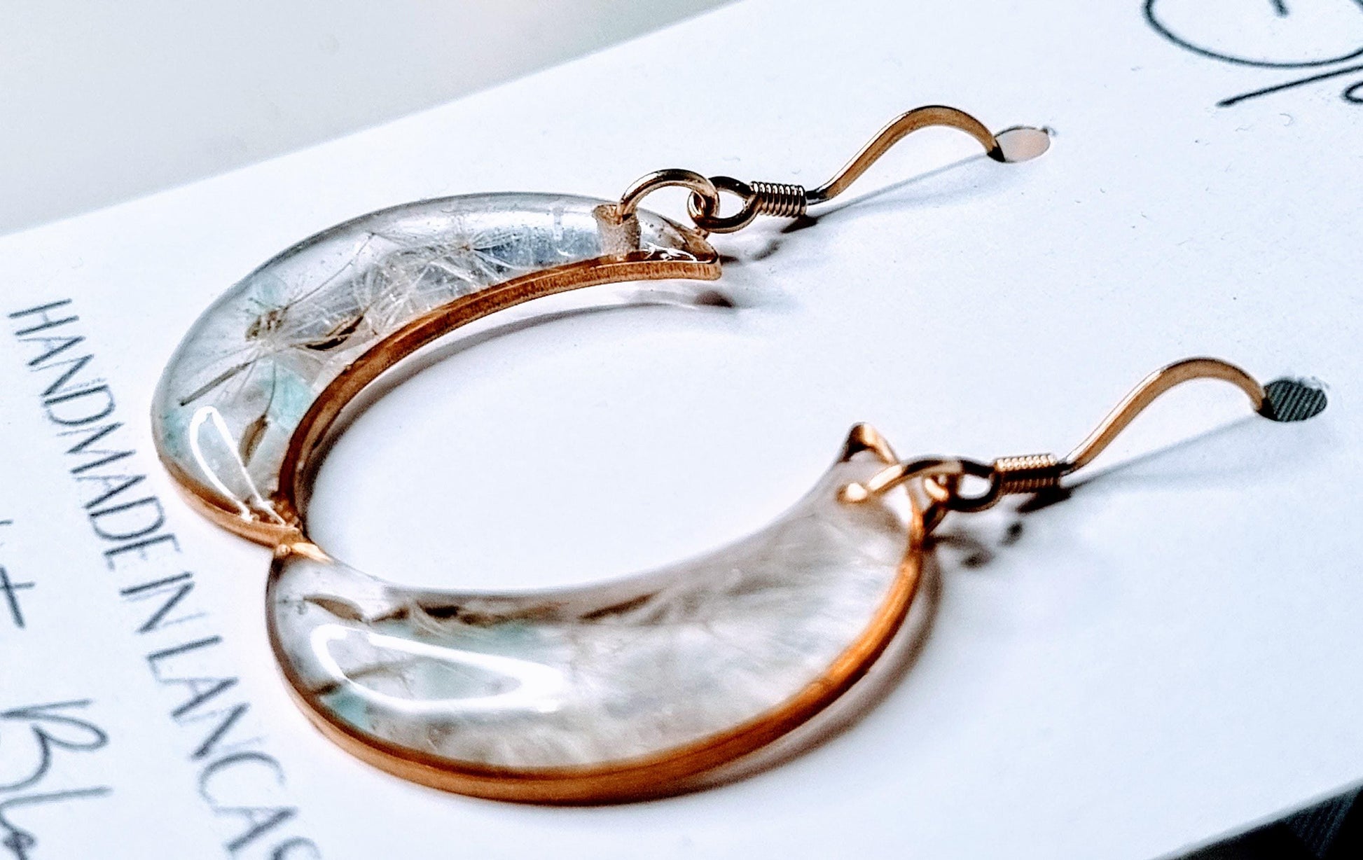 Moon Dandelion Seed Wish Earrings | Whimsical Botanical Jewelry | Fairytale Gift | Gold Moon Bezel Set