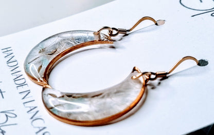 Moon Dandelion Seed Wish Earrings | Whimsical Botanical Jewelry | Fairytale Gift | Gold Moon Bezel Set
