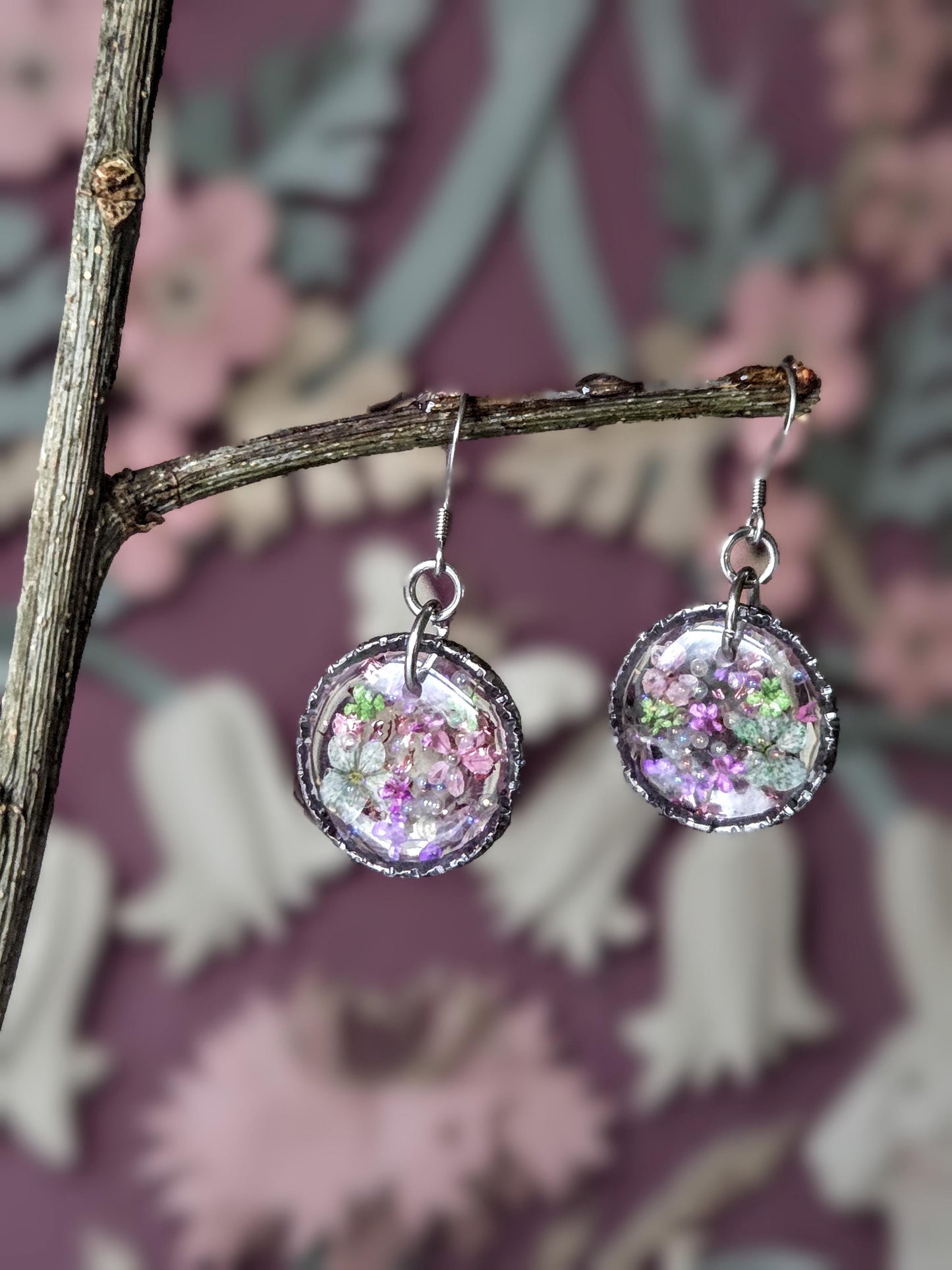 Real Flower Resin Earrings | Gift for her | Whimsical Botanical Jewellery | Rustic Cottgecore | Statement Drop Earrings |