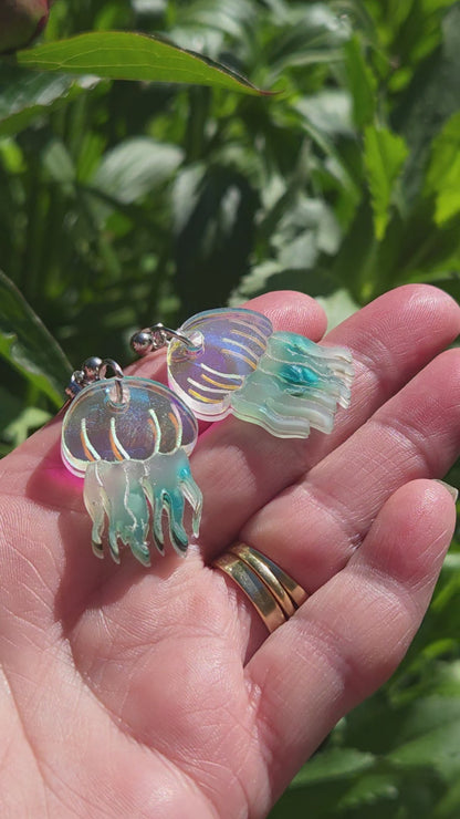 Irridescent Acrylic Jellyfish Earrings