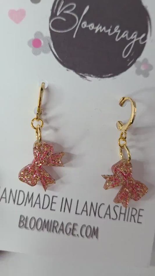 Rose Gold Bow hoop handmade earrings | Sensitive Ears | Hypoallergenic Jewellery