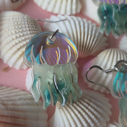 Irridescent Acrylic Jellyfish Earrings