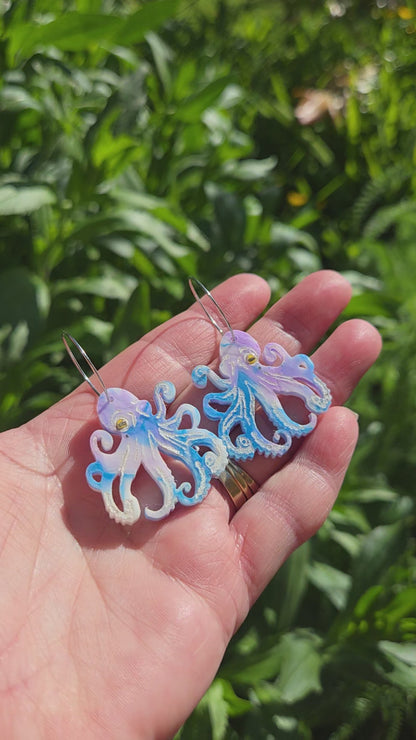 Marbled Acrylic Octopus Earrings