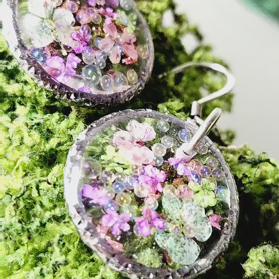 Real Flower Resin Earrings | Gift for her | Whimsical Botanical Jewellery | Rustic Cottgecore | Statement Drop Earrings |