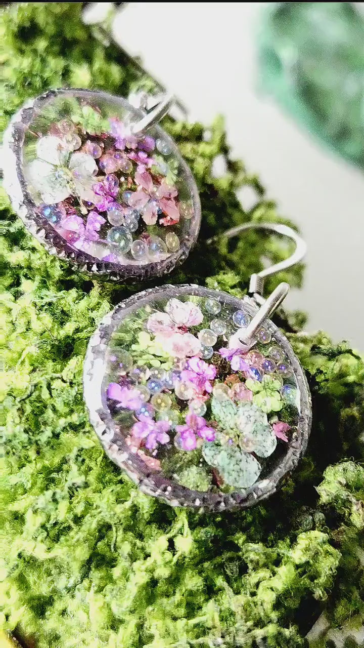Real Flower Resin Earrings | Gift for her | Whimsical Botanical Jewellery | Rustic Cottgecore | Statement Drop Earrings |