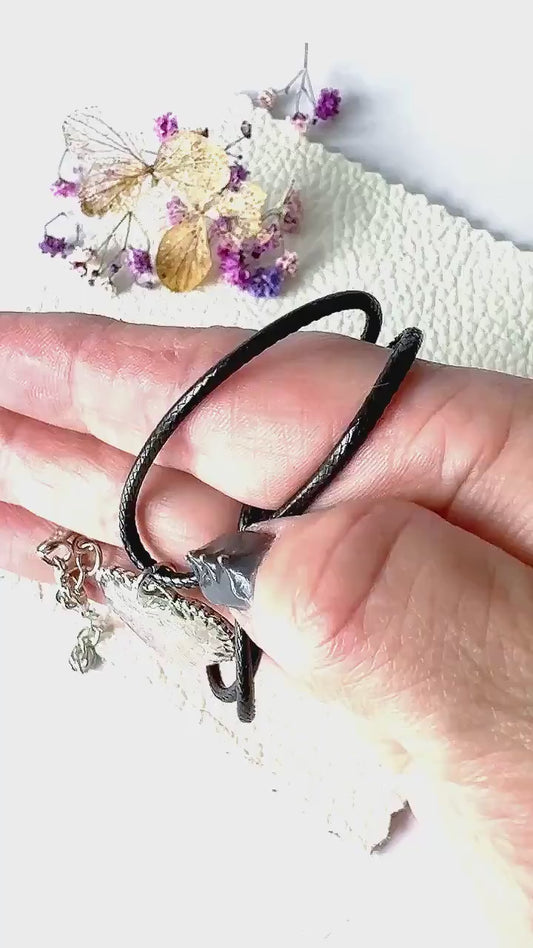 Irridescent Bubble Resin Heart Pendant on Leather Necklace