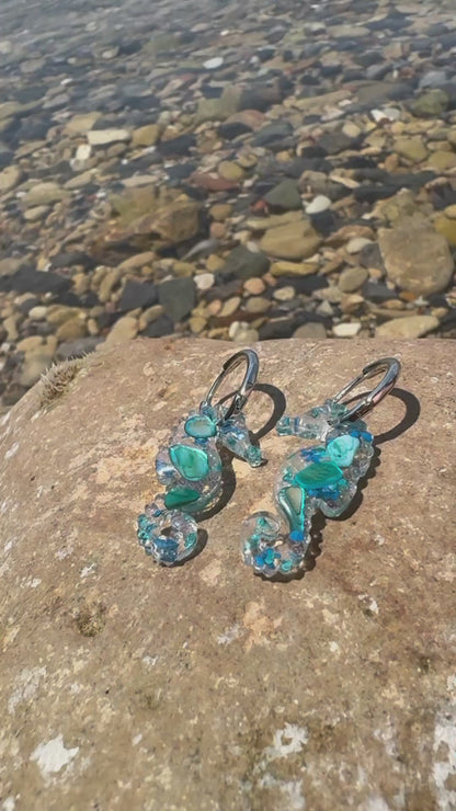 Handmade Seahorse Resin Earrings l