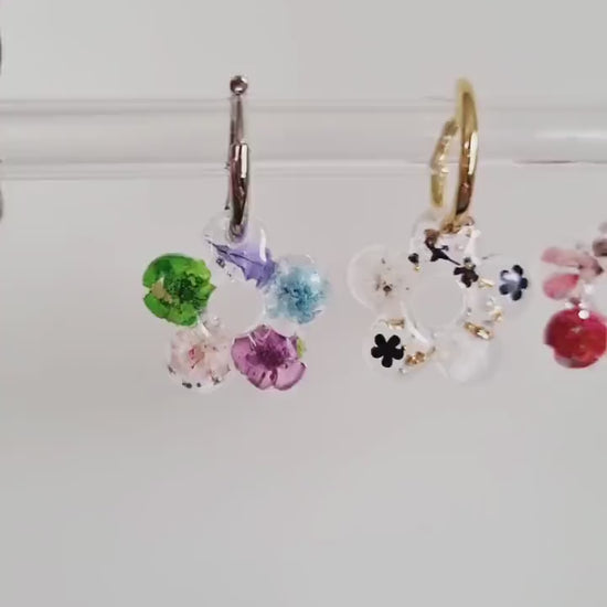 Yellow Daisy Hoop Earrings | Real Pressed Flower, Botanical Jewellery
