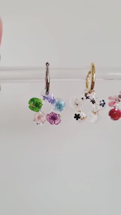 Yellow Daisy Hoop Earrings | Real Pressed Flower, Botanical Jewellery