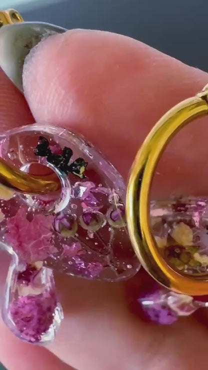 Mushroom Hoop Resin Earrings | Real flowers & Botanical Elements