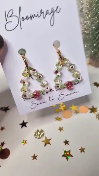 Festive Christmas Tree Hoop Earrings | Botanical Winter Jewellery | Meaningful Gifts for Her