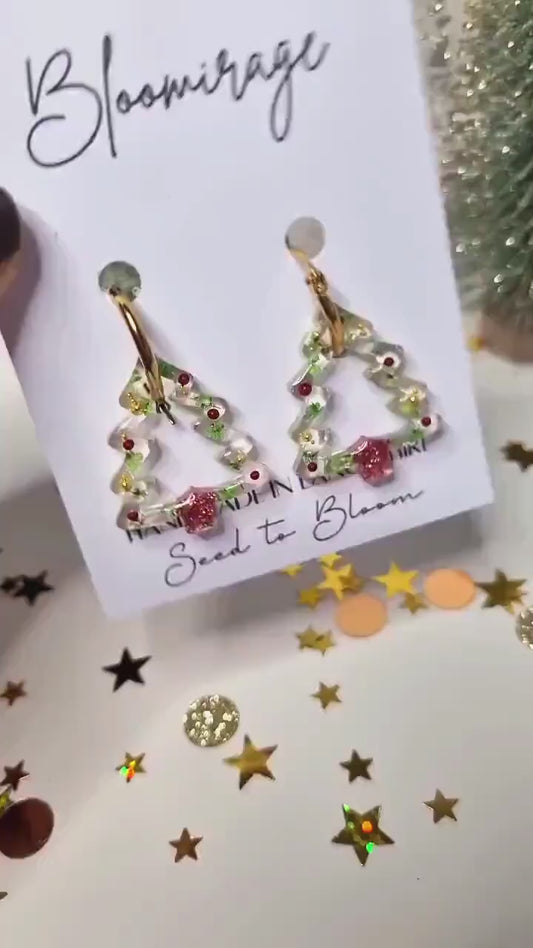 Festive Christmas Tree Hoop Earrings | Botanical Winter Jewellery | Meaningful Gifts for Her